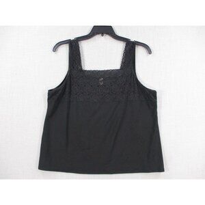 Cato‎ Woman Black Lace Trim Tank Top Plus Size 18/20W Sleeveless Casual Wear